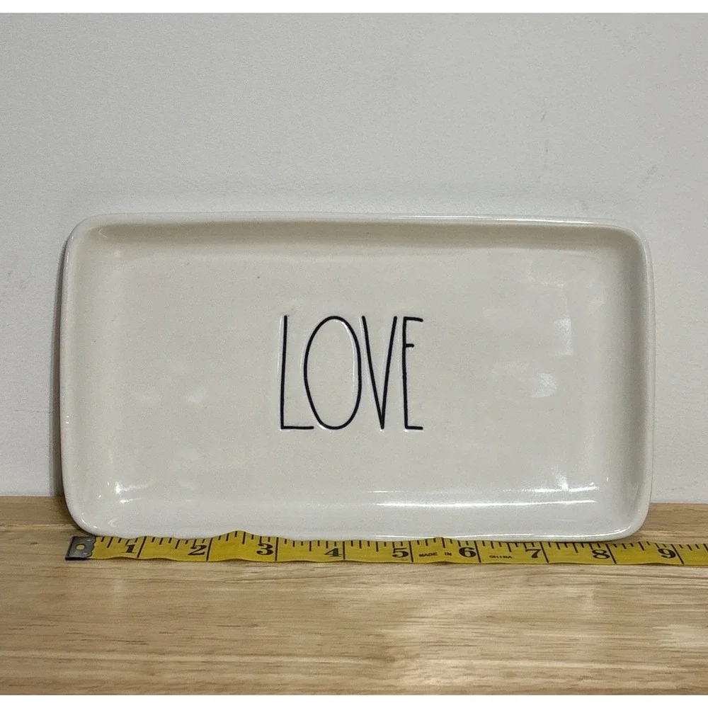 Rae Dunn Love Plate Tray Trinket Dish White Ceramic 9in X 5in